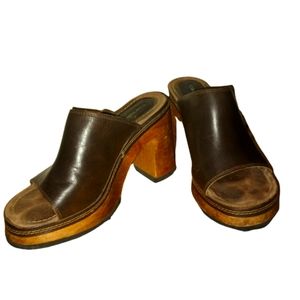 Vintage platform wooden heels